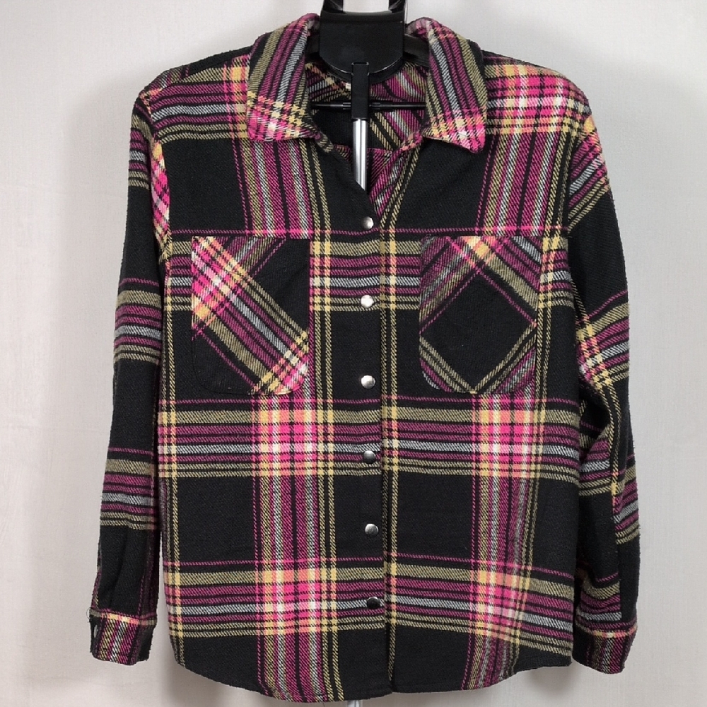 EcoThreads Plaid Flannel  Feminine Button Down Sustainable Shirt